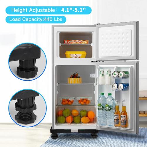 Nefish Mini Fridge Stand Universal Raised Base Adjustable Refrigerator Stands with 4 Strong Feet Washing Machine Pedestal Multi-Functional Bases for Dryer (Black)