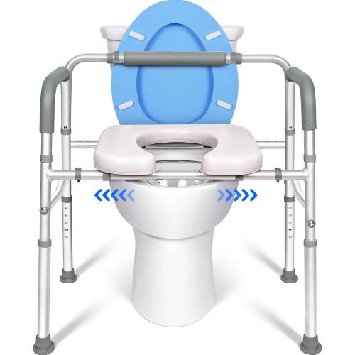 3 in 1 Commode Chair for Toilet with Arms, 500 lbs Bedside Commode Chair for Toilet with Bucket 4.4Qt, Width Adjustable Bedside Commode for Seniors, 21”-25“ Extra Large Width