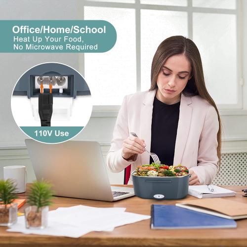 Electric Lunch Box Food Heater, 3 in 1 Ultra Quick Heated Lunch Boxes for Adults, 12V/24V/110V Portable Food Warmer for Car/Truck/Office With Fork Spoon and Insulated Carry Bag
