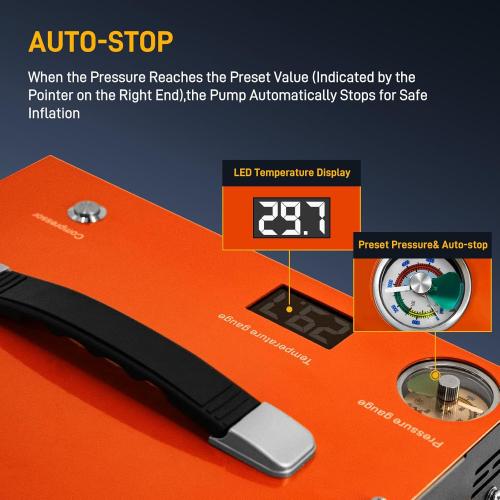 GOYOJO PCP Air Compressor, Max 4500 PSI / 300 Bar, Fast Fill for Airguns or Paintball Tank, Auto Shut-Off, Dual Power Car 12V DC or Home 120V AC, Built-in Cooling Fan, 300W Portable Pcp Pump