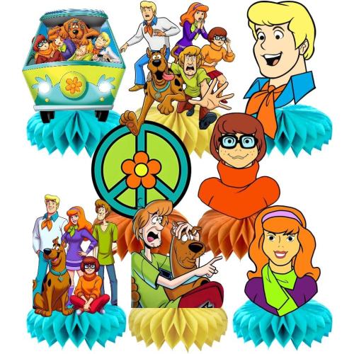 8Pcs Scooby Dog Honeycomb Table Centerpiece Scooby Dog Birthday Party Supplies Table Decorations for Kids Party Decorations