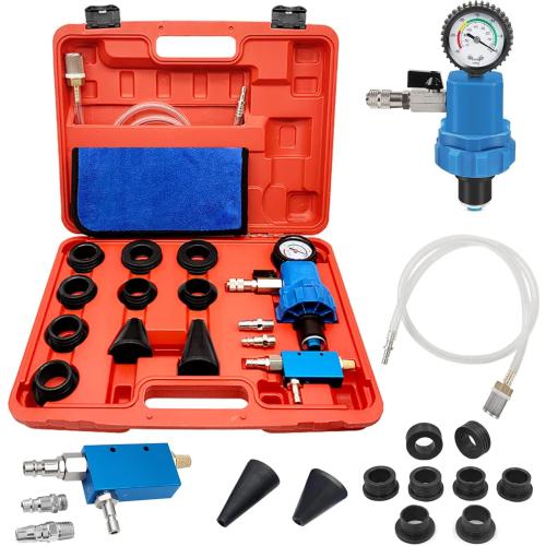 ZKTOOL Coolant Vacuum Refill Kit Quick Airlift Coolant Refill Tool for Most Vehicles, With 8 Size Rubber Sleeves & 2 Universal Adapter Cone Plug EV15 Vacuum Generator