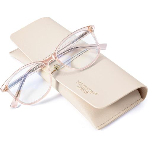 Madison Avenue Square Vintage TR90 Blue Light Blocking Reading Glasses for Women, Computer Readers Eyeglasses