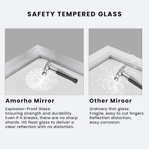 Amorho 24x30 Inch Bathroom Mirror Silver, Thick Metal Framed Wall Mirrors for Over Sink, Brushed Nickel Mirror Perfect for Bedroom, Living Room, Entryway, Rectangle (Horizontal/Vertical).