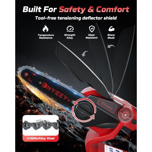 2-in-1 Cordless Pole Saw for Tree Trimming, 800W Brushless 6 Inch Mini Chainsaw, Lightweight Tree Trimmer with 2x 21V Batteries & Extension Pole for High Tree Pruning & Yard Work (DZJ3028)