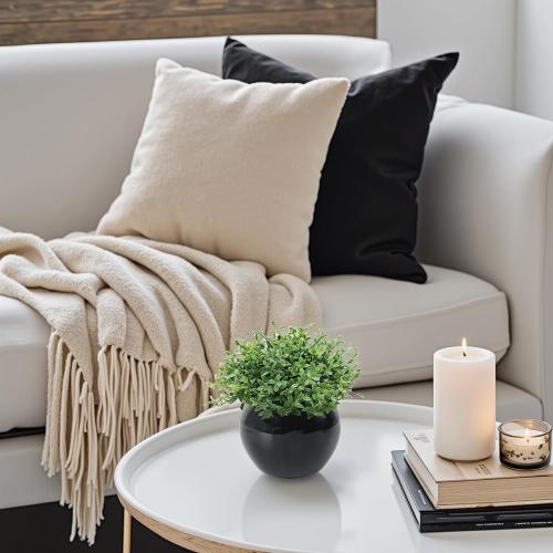 Velener Fake Sage Plants for Shelf Decor, Small Artificial Succulents Grass Desk Plant for Office Women, Mini Faux Plant Indoor, Masculine Home Decor, Coffee Table Decor, Bathroom Decor (2 Pack)