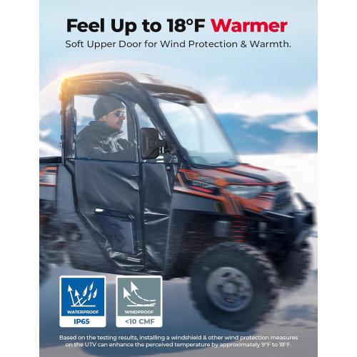 KEMIMOTO Upgraded Zipper Soft Doors, UTV Cab Enclosure Water-Resistant Compatible with Polaris Ranger XP 1000 2017-2026, Ranger 1000 2020-2026
