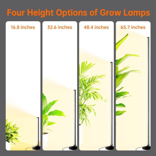Bstrip Standing Grow Light for Indoor Plants, Vertical Grow Light with 3 Light Modes, Wide Illumination and Dimmable, T10 Full Spectrum Floor Grow Lights, 16in-65in Adjustable Height & Auto Timer