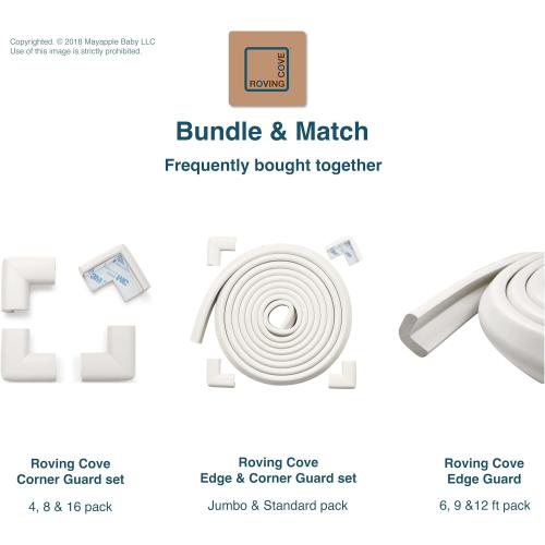 Roving Cove HeftyFit Corner Protector for Baby (8 Large Corners), Heavy-Duty Soft Rubber Foam Furniture Corner Bumper Guards, 3M Adhesive Pre-Taped, Oyster White (Off White)