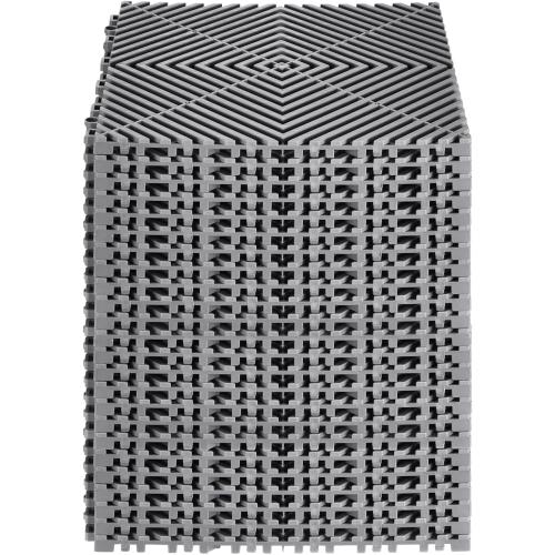 VEVOR Interlocking Drainage Mat, 12” x 12” Modular Interlocking Cushion, 24 Pcs Splicing Drainage Mats, Non-Slip Gray PP Drainage Floor Tile and Shower Mat, for Garage, Garden, Kitchen & Outdoor