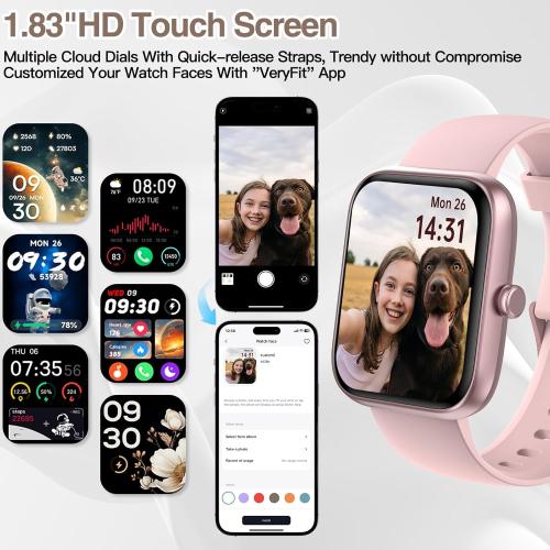 Smart Watch for Women Men with Bluetooth Call, Alexa Built-in Smartwatch, 1.83DIY Dial Fitness Watch with Sleep Heart Rate Monitor, 110  Sport Modes, IP68 Waterproof Watch Compatible with Android iOS