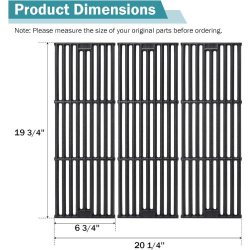 Criditpid Grill Grates Replacement for Char Griller 5050, 5650, 2121, 3001, 5072, 2123, 3072, 2828, 3030, 4000, King Griller 3008 5252, 19 3/4 Cast Iron Cooking Grid for Chargriller Duo 5050 Parts