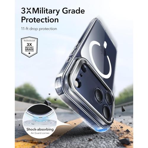 ESR for iPhone 17 Pro Max Case with Stash Stand, Camera Control Cover Compatible with MagSafe, Military-Grade Drop Protection for iPhone 17 Pro Max Phone Case, Scratch-Resistant Back Cover, Clear