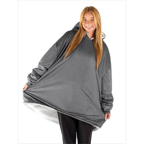 Bare Home Wearable Blanket B-Cozy Hoodie - Soft Plush Sherpa - Warm and Cozy - Oversized Wearable Blanket - Adult & Kid Sizes