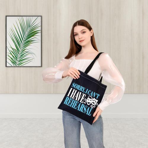 BDPWSS Theater Tote Bag Drama Actor Actress Gift Comedy Tragedy Mask Gift Sorry i Can't i Have Rehearsal Bag