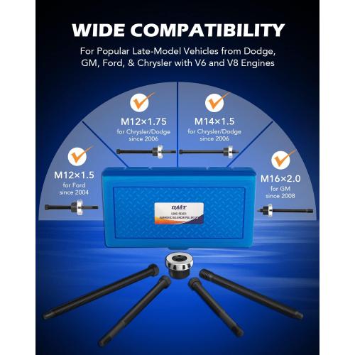 Orion Motor Tech Harmonic Balancer Installer Set, 5pc Long Reach Crank Pulley Underdrive Pulley Damper Installation Tool Kit with 4 Adapters & Nut Bearing