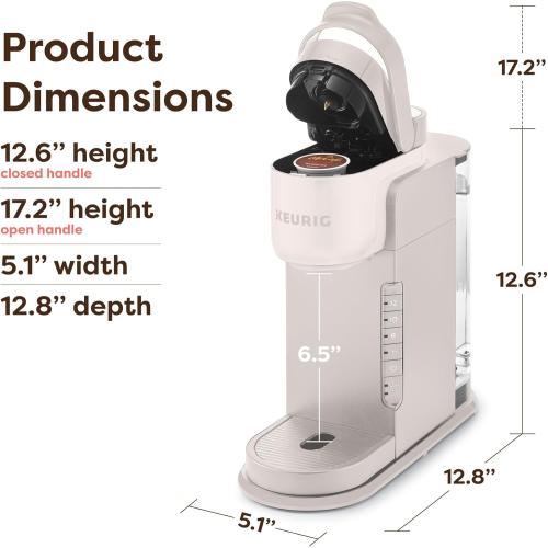 Keurig K-Express Single Serve K-Cup Pod Coffee Maker, 3 Brew Sizes, Strong Button Feature, 42oz Removable Reservoir, Warm Stone