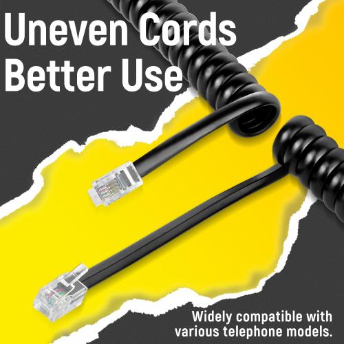 Uvital 2 Pack Phone Cord for Landline, 1.4 FT Telephone Handset Cord, Black