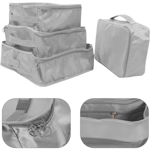 VILLCASE 8pcs Waterproof Travel Organizer Bag Set with Packing Cubes and Clothes Storage Pouches, Gray Fabric Suitcase Organizer for Luggage and Trip Packing
