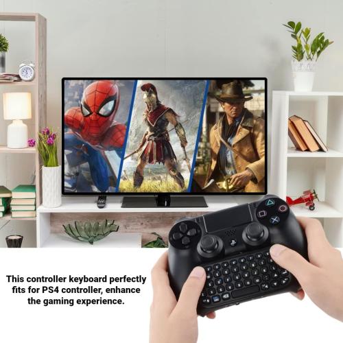 Controller Keyboard for PS4, Wireless Bluetooth Keypad Mini Chatpad Rechargeable Online Gaming Live Chat Message Gamepad Keyboard with Built-In Speaker & 3.5MM Audio Jack for Playstation 4 Dualshock