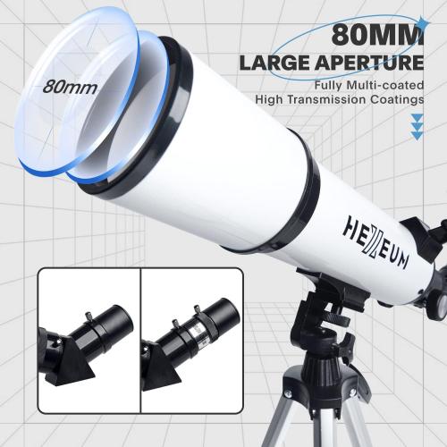 Koolpte Telescope 80mm Aperture 600mm - Astronomical Portable Refracting Telescope Fully Multi-Coated High Transmission Coatings AZ Mount with Tripod Phone Adapter, Wireless Control, Carrying Bag.