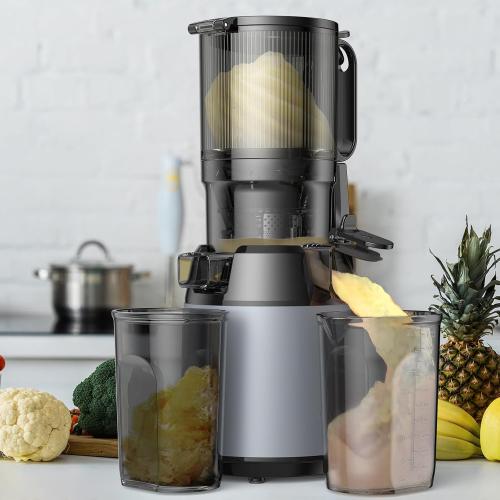 Masticating Juicer-Large Feed Chute 13cm, 250w Self Feeding Cold Press Juicer-1.6l Capacity,Slow Juicer Machines,Juice Extractor for Whole Fruits & Vegetables, Heavy Duty, Easy(