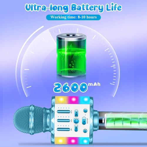 Karaoke Microphone Toys for Kids, Wireless Bluetooth Mic with Lights & Speaker, Portable Home KTV Player System, Perfect Birthday Party for 3-12 Year Old Boys & Girls