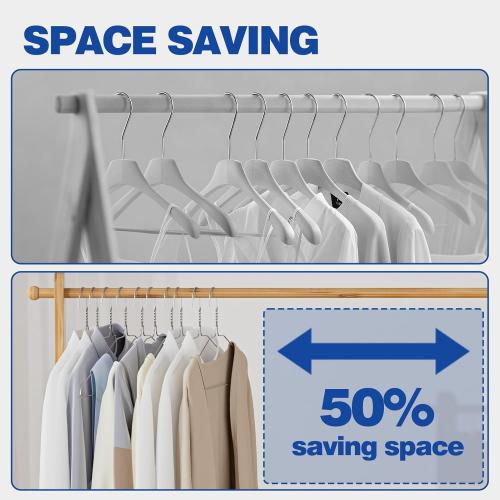 18 Inch Wire Metal Clothes Hangers Bulk 100 Pack, Extra Long for Large Size Suits, Coats, Shirts, Pants, Skirts, Ultra Thin, Space Saving, Non Slip, Silver