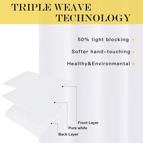 NICETOWN White Bedroom Curtain 72 inches Long - (50% Blackout) Grommet Sound Reducing Window Treatment Sound Reducing Privacy Thermal Drape Light Blocking for Living Room (1 Panel, W52 x L72)