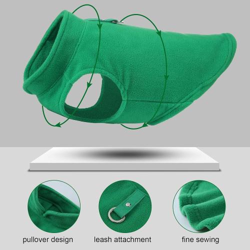 SATINIOR 4 Pieces Stretch Fleece Dog Sweater Polyester Warmer Vest Pullover Jacket with D-Ring Leash Cold Weather Coat Hoodie for Small and Medium Dogs(S,Gray, Green, Purple, Blue)