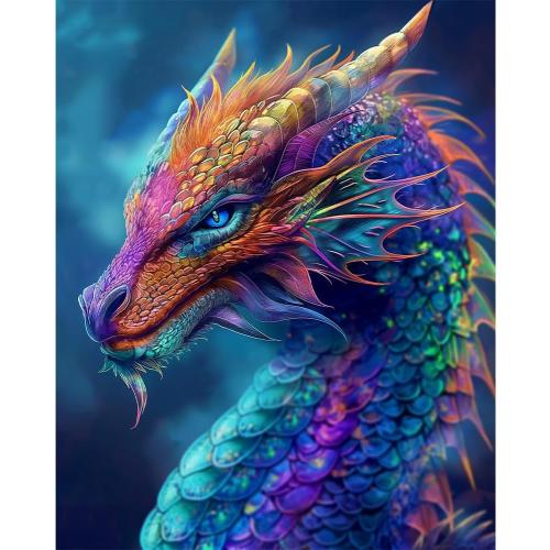 Natuyalo Paint by Numbers Kits for Adults Colorful Dragon Paint by Number for Adults Beginner Animal Drawing Paintwork with 3 Paintbrushes Acrylic Canvas Painting 16x20 Inch