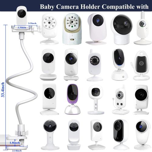 Baby Camera Monitor Mount Flexible Holder Stand Compatible with Momcozy,HelloBaby HB6550/HB65/HB66/HB6560/iFamily,Blemil,GoodBaby,OKAIDI,ANMEATE, Infant Optics Cameras and with 1/4 Cameras Clip Mount