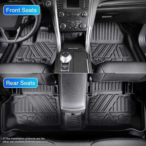 T TGBROS Floor Mats for Ford Focus 2012-2018 All Weather Protection TPE 2 Rows Floor Liners Custom Fit for Focus Accessories Car Mats Non-Slip Black