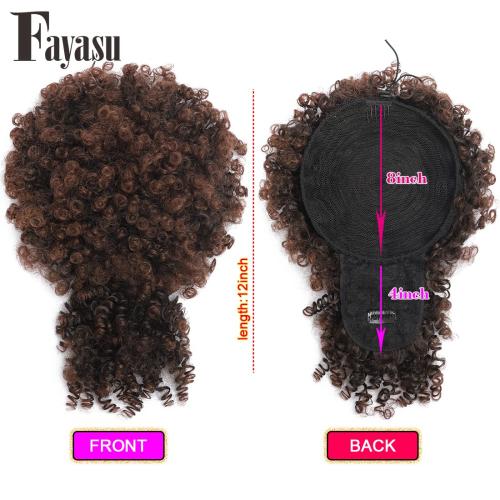 Afro Puff Drawstring Ponytail with Faux Bangs Blonde Ponytail Extension Short Curly Hair Extensions Updo Hairpieces Ponytail Extension wigs for Black Women (2/33)