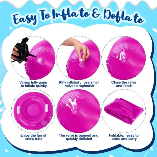 Shappy 2 Pack 36'' 40'' 47'' Snow Tube Inflatable Snow Sleds Heavy Duty Sleds Adults for Winter Outdoor Sports Toboggan with Handles Thickened Bottom