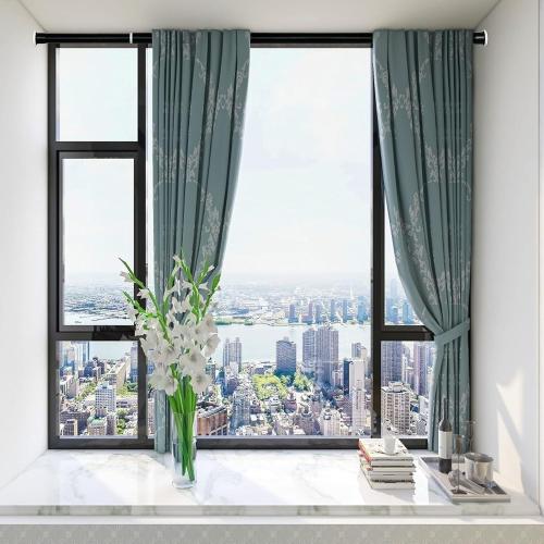 Tension Curtain Rod 83 to 122 Inches, 1.26 Diameter Spring Adjustable Curtains Rods Long Large Pole for Windows Door Bathroom Patio Outdoor No Drilling, Black