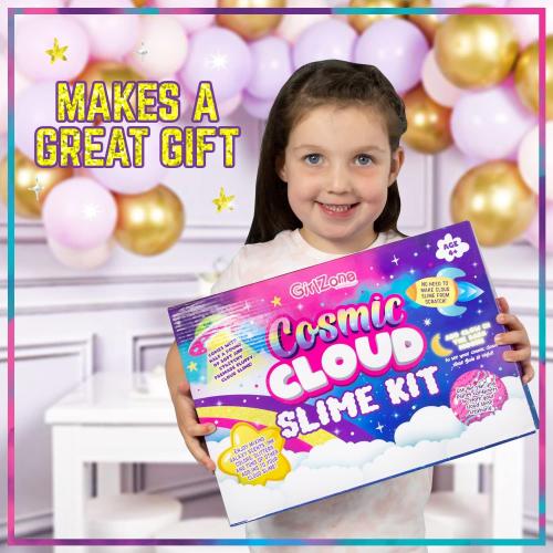 GirlZone Cosmic Cloud Slime Kit, Premade Galaxy Slime Kit for Girls Ages 10-12 with Glitter & Inks