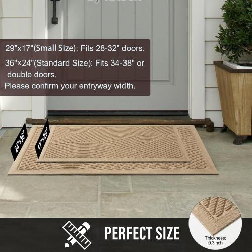 HIYARD Sturdy Front Door Mat, Absorbent Muddy Dirt Resist Welcome Door Mats Outdoor Indoor, Stain and Fade Resistant, Non-Slip Backing Entry Mat Low Profile Doormat for Entryway, 29×17, Beige‼️good condition no stains light dirt‼️