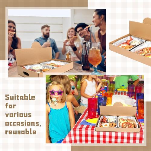 35 Pack Pop-up Catering Box 22 x 13.5 x 3.5 Inch Kraft Corrugated Full Pan Catering Box Secure Stackable Food Delivery Container Bakery Storage Boxes for Party Theaters Stadiums