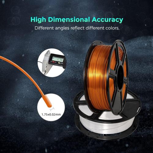 FLASHFORGE 3D Printer Filament, Silk Filament 1.75mm, 1KG Spool (2.2lbs), Dimensional Accuracy  /- 0.02mm for FDM 3D Printers, Silk Texture & Ultra-High Glossiness (Copper)