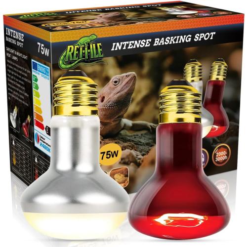 Reptile Infrared Heat Lamp Bulb 75W, 2-in-1 Day & Night Combo, Infrared Heat Lamp & UVA Sunlight Heating Lamp for Reptile Terrariums