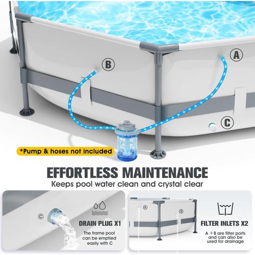 Above Ground Pool,10ft x 30in Frame Deep Swimming Pool,Round Family Pool,Large Above Ground Pool Easy Set,1200 Gallon Pool,Outdoor Backyard Pool for Kids,Adults-Grey,Pump Not Included