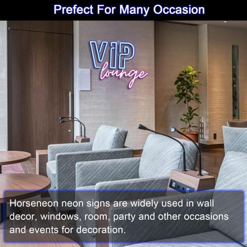 Horseneon VIP Lounge Neon Signs for Wall Decor, VIP Neon Lights Signs for Room Decor, Led Light Up Sign with USB Powered for Bar, Hotel, Cafe, VIP Room, Home Decoration (Blue&Pink)
