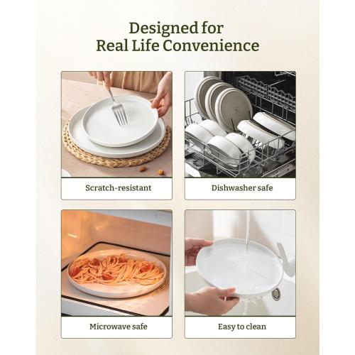 Famiware Milkyway Plates and Bowls Set, 12 Pieces Dinnerware Sets, Dishes Set for 4, White