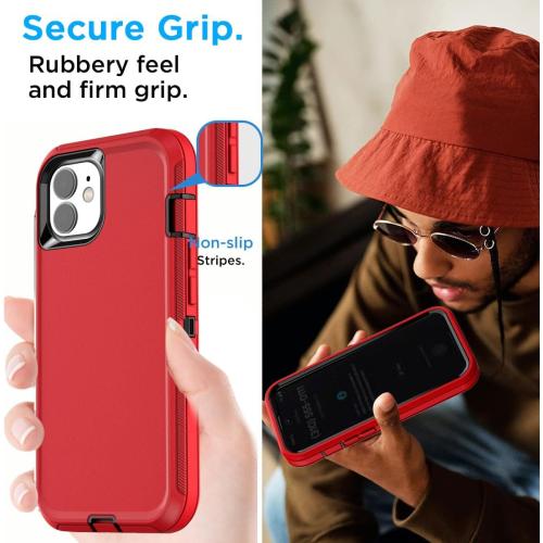 AICase for iPhone 11 Case (6.1), Heavy Duty Drop Protection Rugged Shockproof/Drop/Dust Proof 3-Layer Protective Durable Phone Cover for iPhone 11, Red