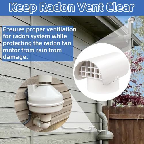 Radon Vent Cap for 3 Schedule 40, 3 inch PVC Vent Cap for Radon Fan Pipe/Flue Pipe/Roof Pipe, Radon Vent Cover Exhaust Vent Cap, Stop Rain Snow Leaves, Protect Radon Fan Motor&PVC Pipe