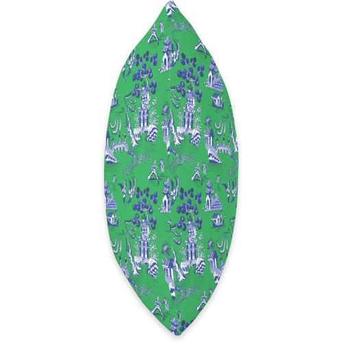 Preppy Blue and Green Willow Pattern Chinoiserie Toile Throw Pillow