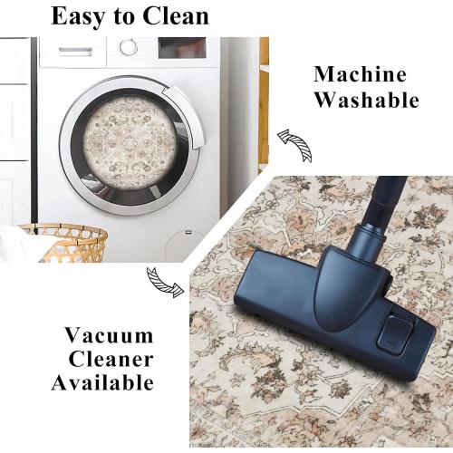 Washable Hallway Runner Rug 3x12: Non Slip Runner Rugs with Rubber Backing Soft Kitchen Rug Farmhouse Distressed Carpet Runner for Living Room Bedroom Bathroom (Beige, 3X12)