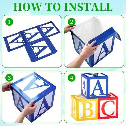 6 Pcs ABC 123 Party Decorations Back to School Decoration ABC Alphabet Party Favor Balloon Box, Block Boxes Favor Balloon Boxes Inspire Story Birthday Party Decor for School Baby Shower