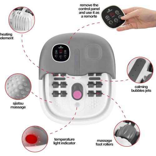 Medical king Foot Spa with Heat and Massage and Jets Includes A Remote Control A Pumice Stone Collapsible Foot Spa Massager with Heat and Massage Bubbles and Vibration